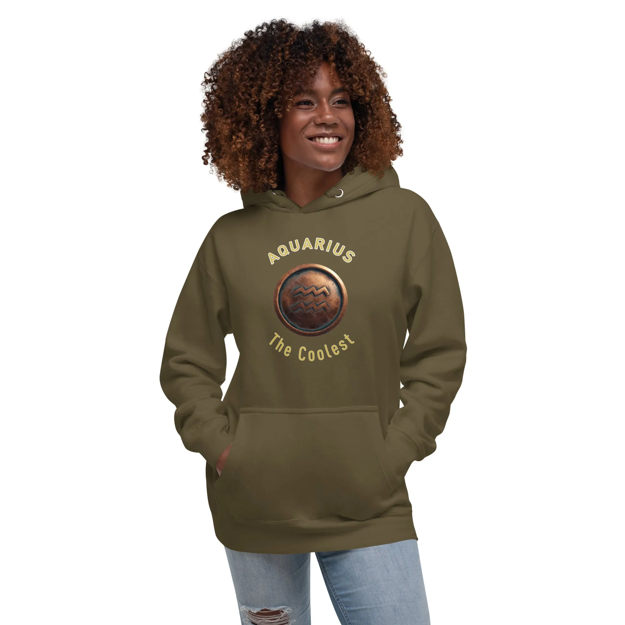 Hoodie Womens Designer (Hoodies Womens - Aquarius Zodiac Sign 0051)