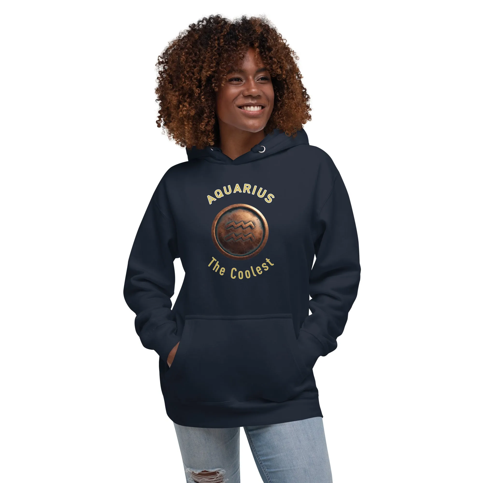 Hoodie Womens Designer (Hoodies Womens - Aquarius Zodiac Sign 0051)