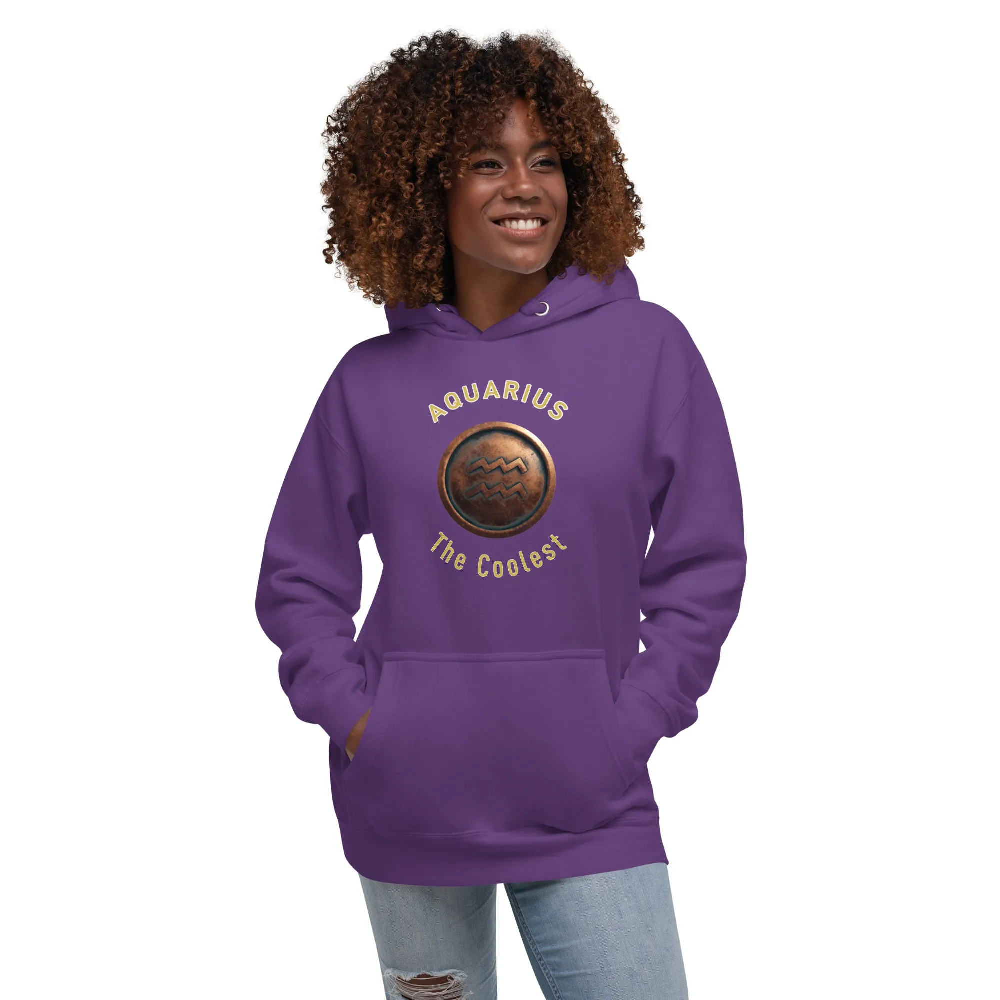 Hoodie Womens Designer (Hoodies Womens - Aquarius Zodiac Sign 0051)