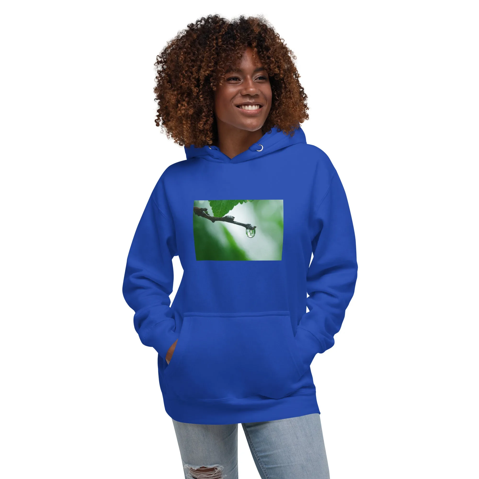 Hoodie Womens Designer (Hoodies Womens -  Nature Raindrop on Leaf 003)