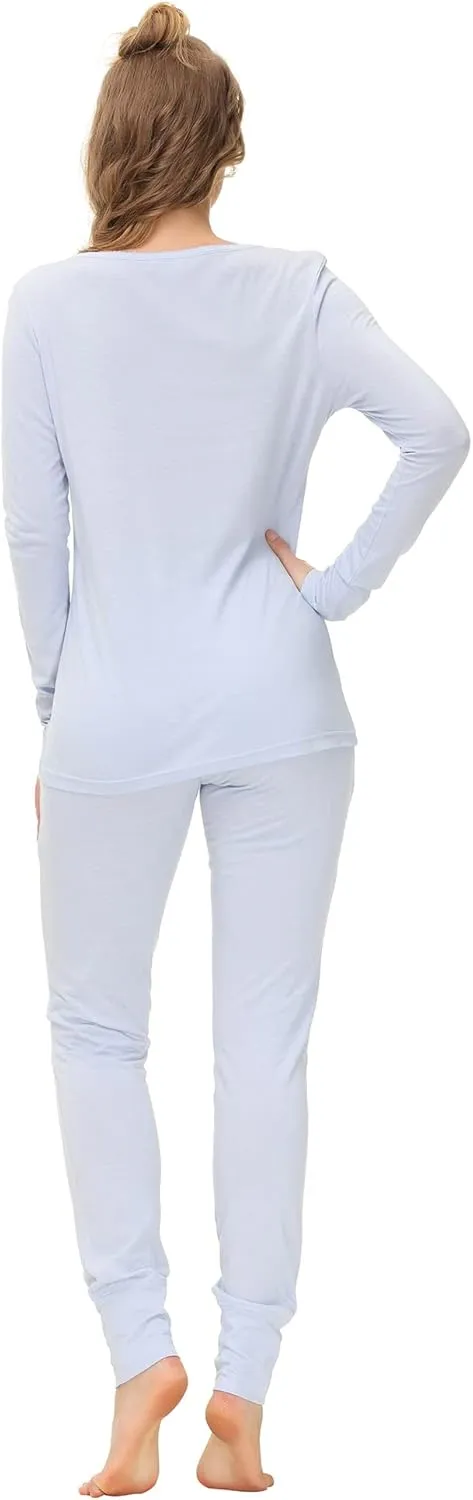 INK IVY Women Pajama Set, Long Sleeve T-Shirt, Scoop Neck, Casual Loungewear with Matching Legging