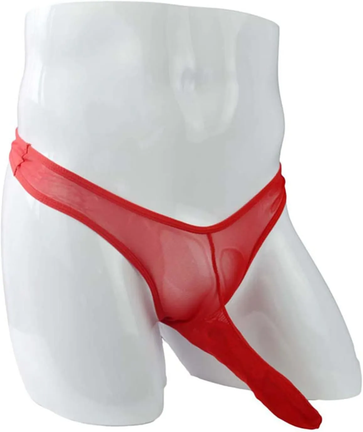 JEsilunmaMY Sexy Mesh Briefs for Men Low Rise G String Elephant Nose Underwear See Through T Back Bulge Pouch Bikini Thongs