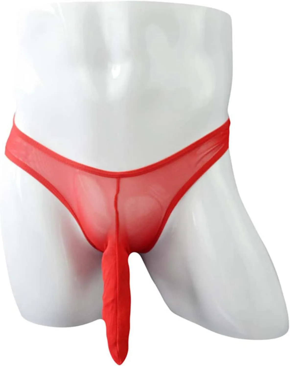 JEsilunmaMY Sexy Mesh Briefs for Men Low Rise G String Elephant Nose Underwear See Through T Back Bulge Pouch Bikini Thongs