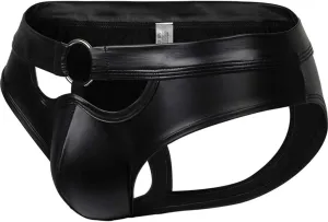 Jockstrap for Men Leather Hollow out Thong Sexy Bikini Mens Jock Strap Bulge Pouch Briefs