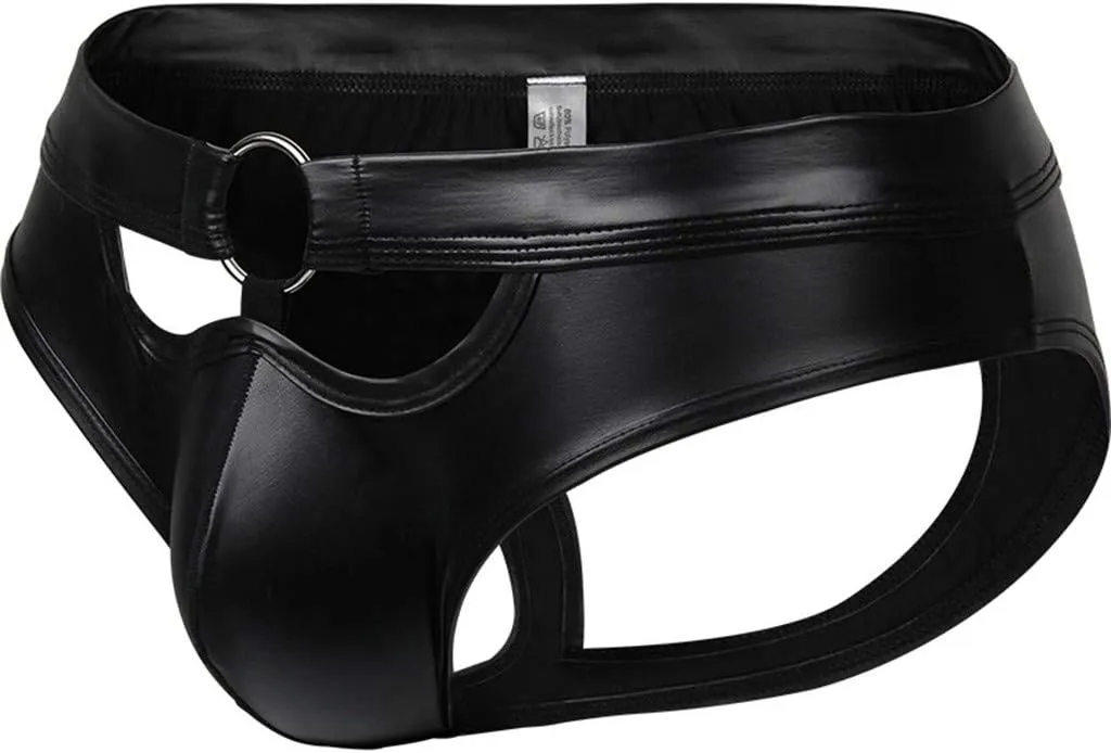 Jockstrap for Men Leather Hollow out Thong Sexy Bikini Mens Jock Strap Bulge Pouch Briefs