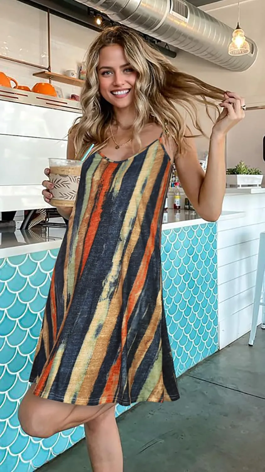 JOELLYUS Womens Spaghetti Strap Dress Summer Dresses Beach Cover Ups Casual Sundresses with Pockets