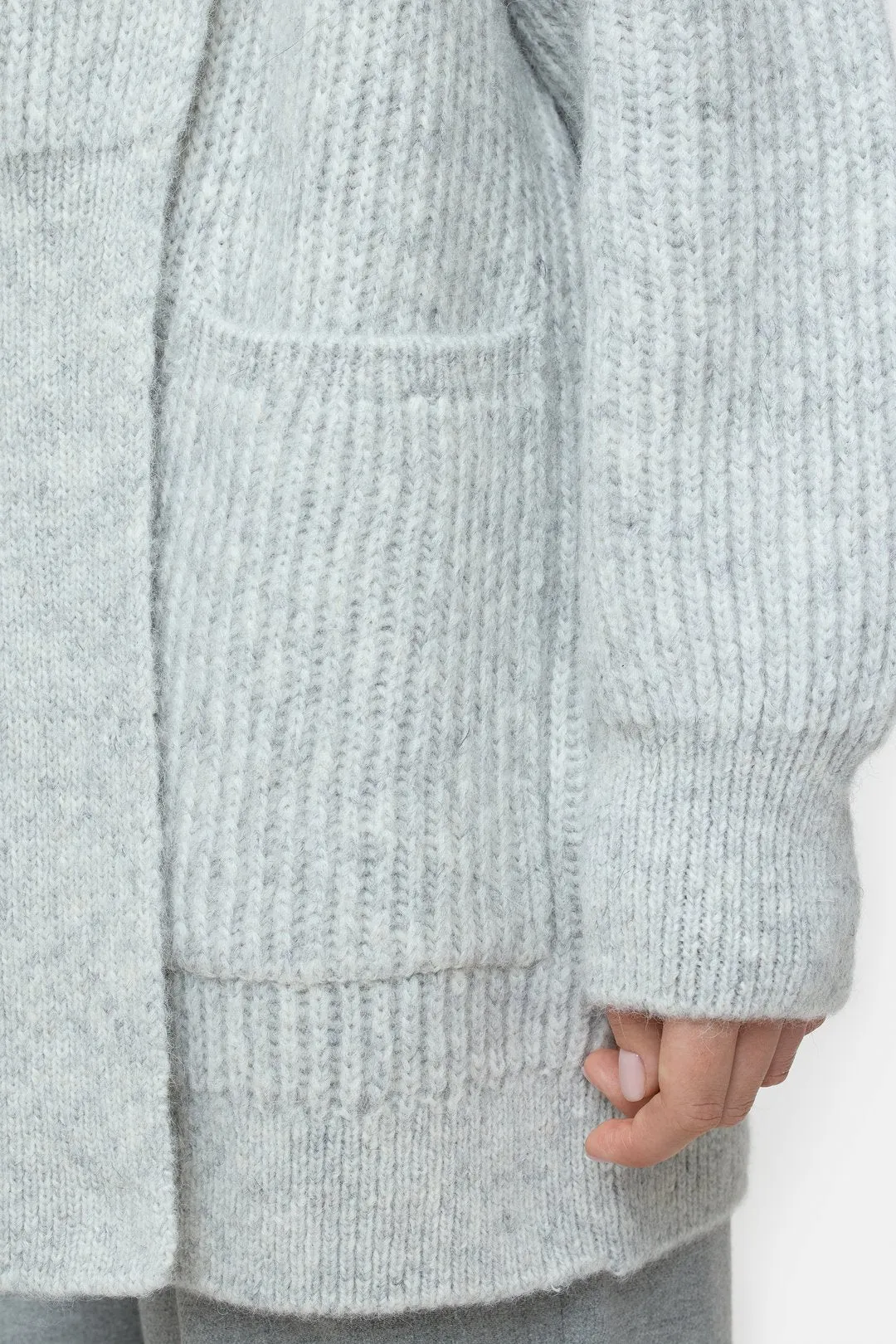 Long Cardigan - Light Grey Melange