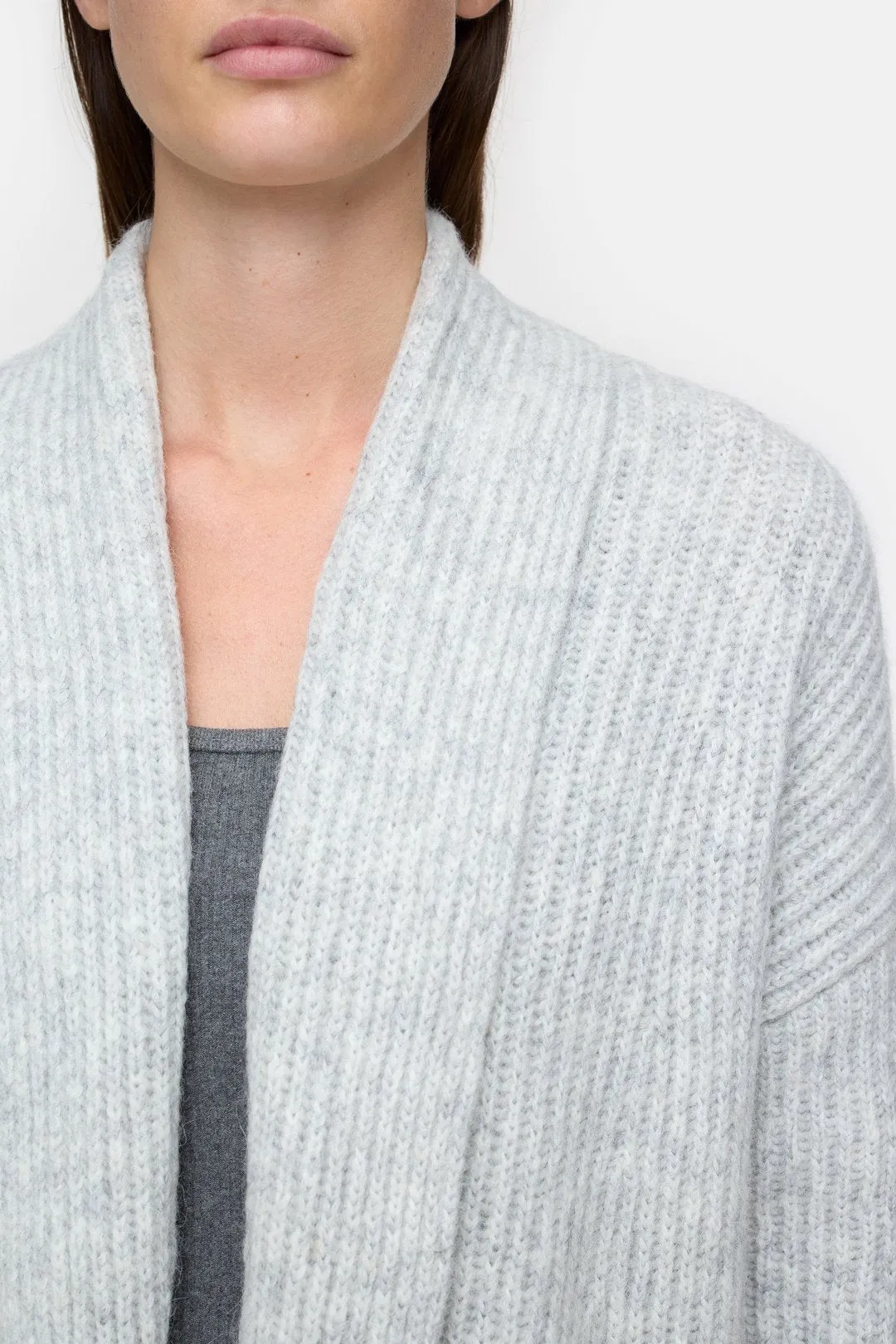 Long Cardigan - Light Grey Melange