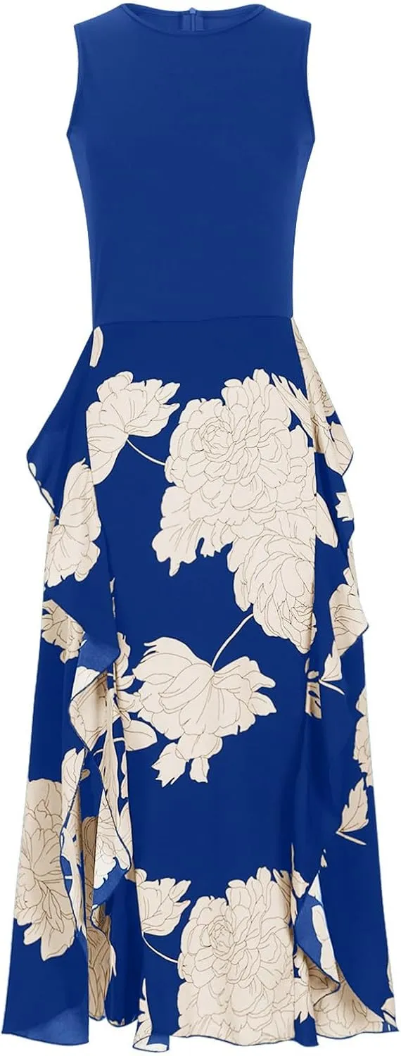 Maxi Boho Sun dresseses for Women 2024 Elegant Sleeveless Split Beach Long Flowy Dress Casual Summer Floral Dresses