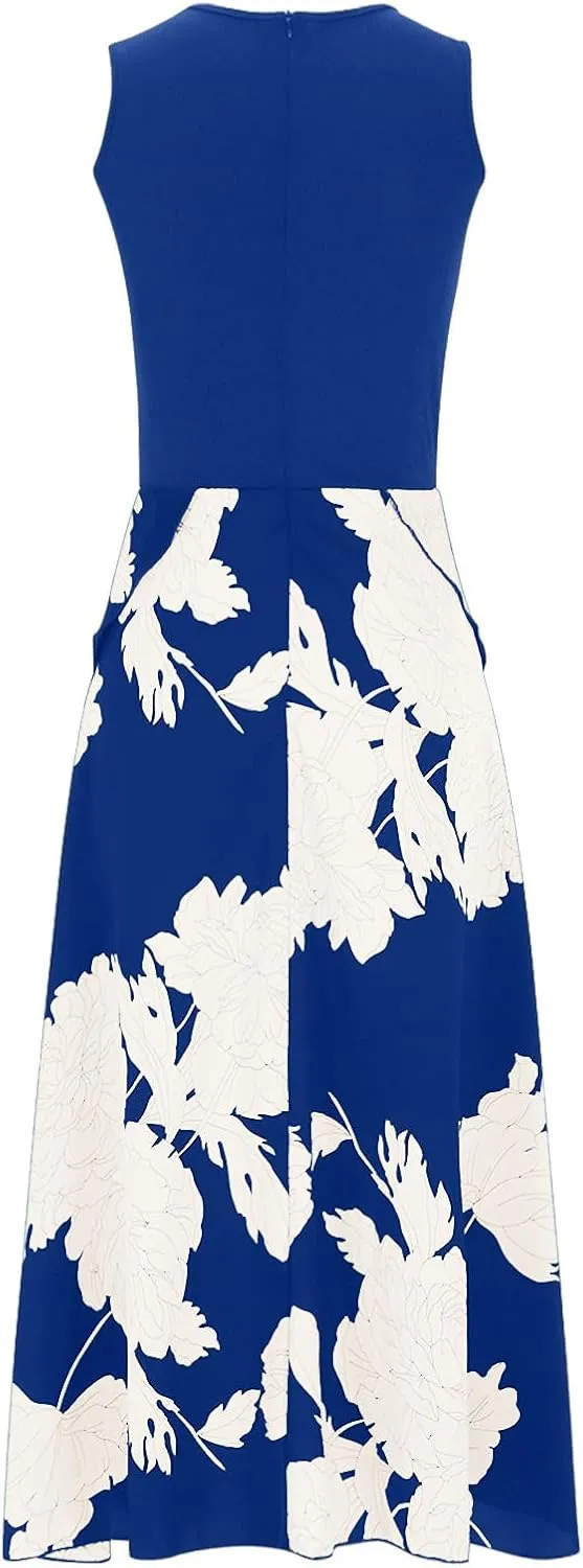 Maxi Boho Sun dresseses for Women 2024 Elegant Sleeveless Split Beach Long Flowy Dress Casual Summer Floral Dresses