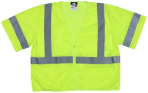 MCR Safety Class 3, Hi-Viz Lime, Zipper Vest X2
