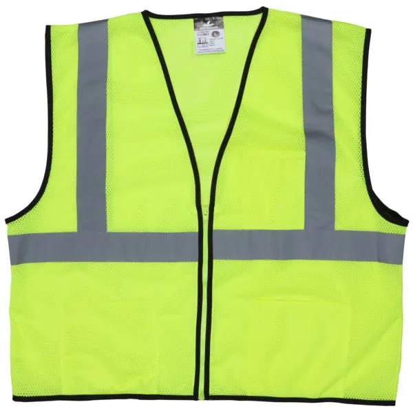 MCR Safety Lime Green,Class2,Econ,Zip,Mesh X4