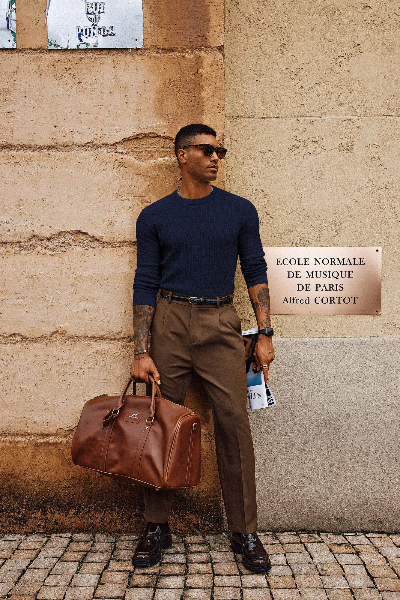 Men Hollowed-out Textured Sweater Long Sleeve Crew Neck Pullover Knitwear