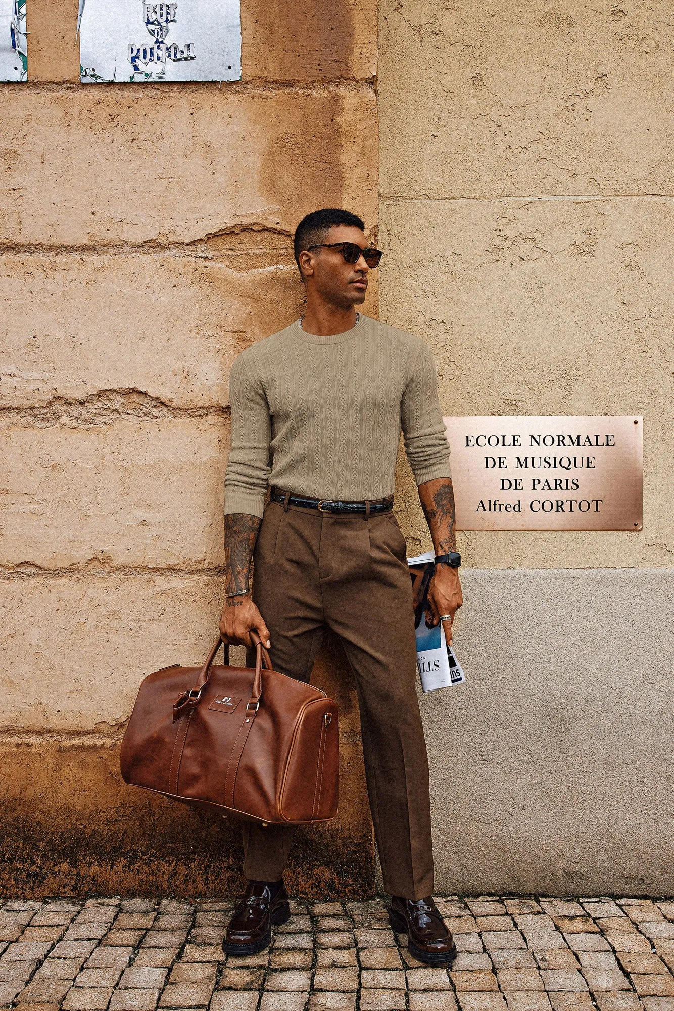 Men Hollowed-out Textured Sweater Long Sleeve Crew Neck Pullover Knitwear