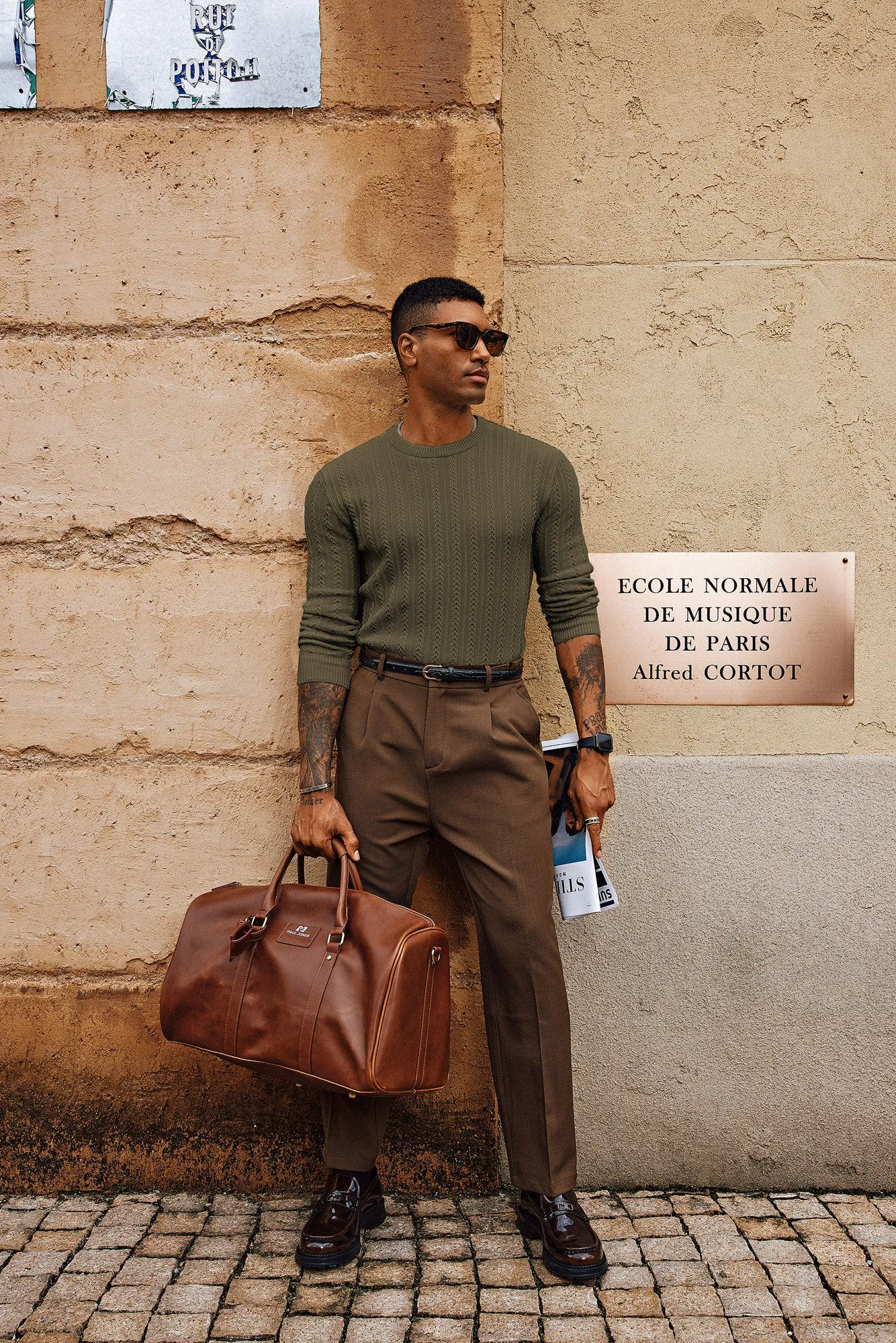 Men Hollowed-out Textured Sweater Long Sleeve Crew Neck Pullover Knitwear