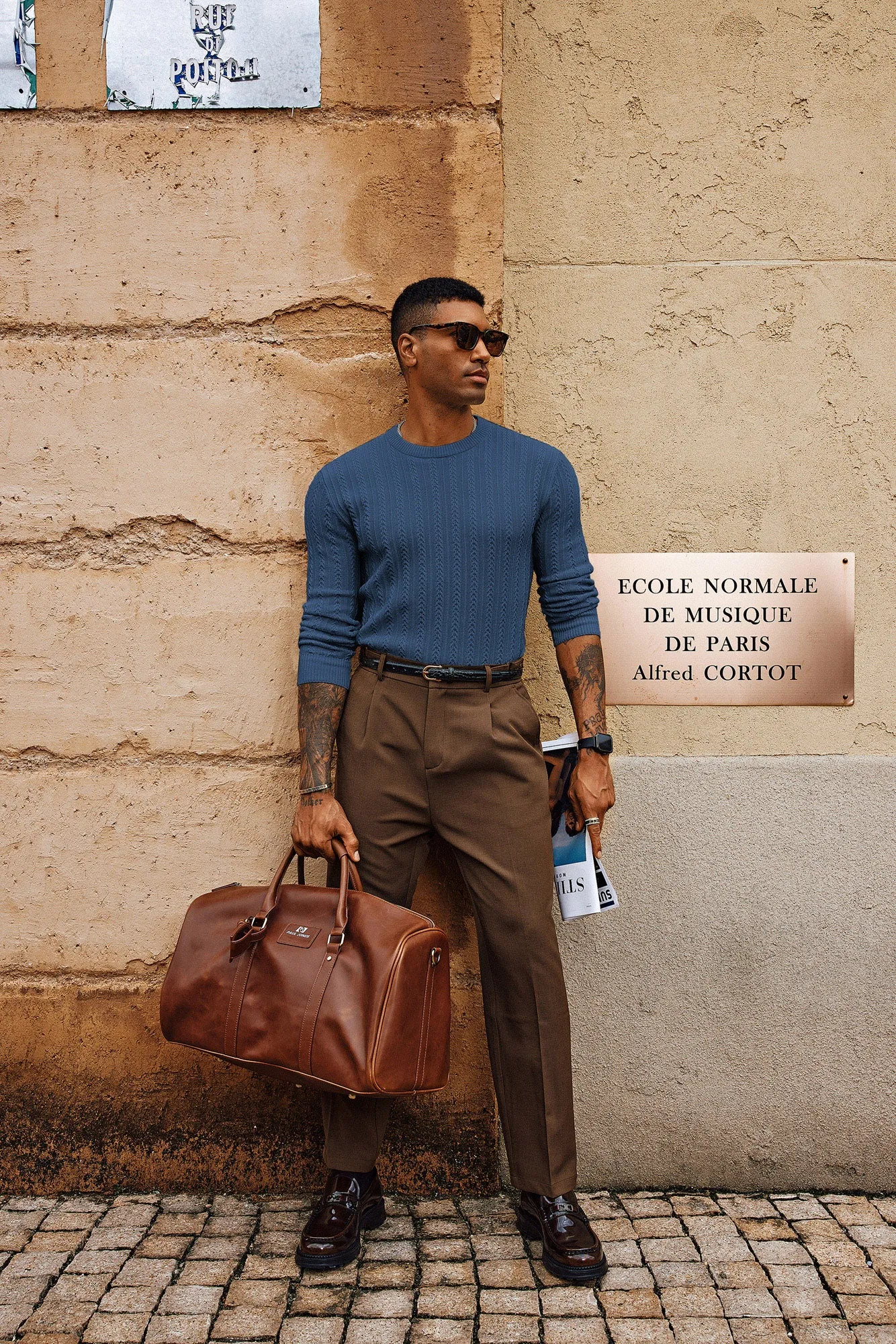 Men Hollowed-out Textured Sweater Long Sleeve Crew Neck Pullover Knitwear