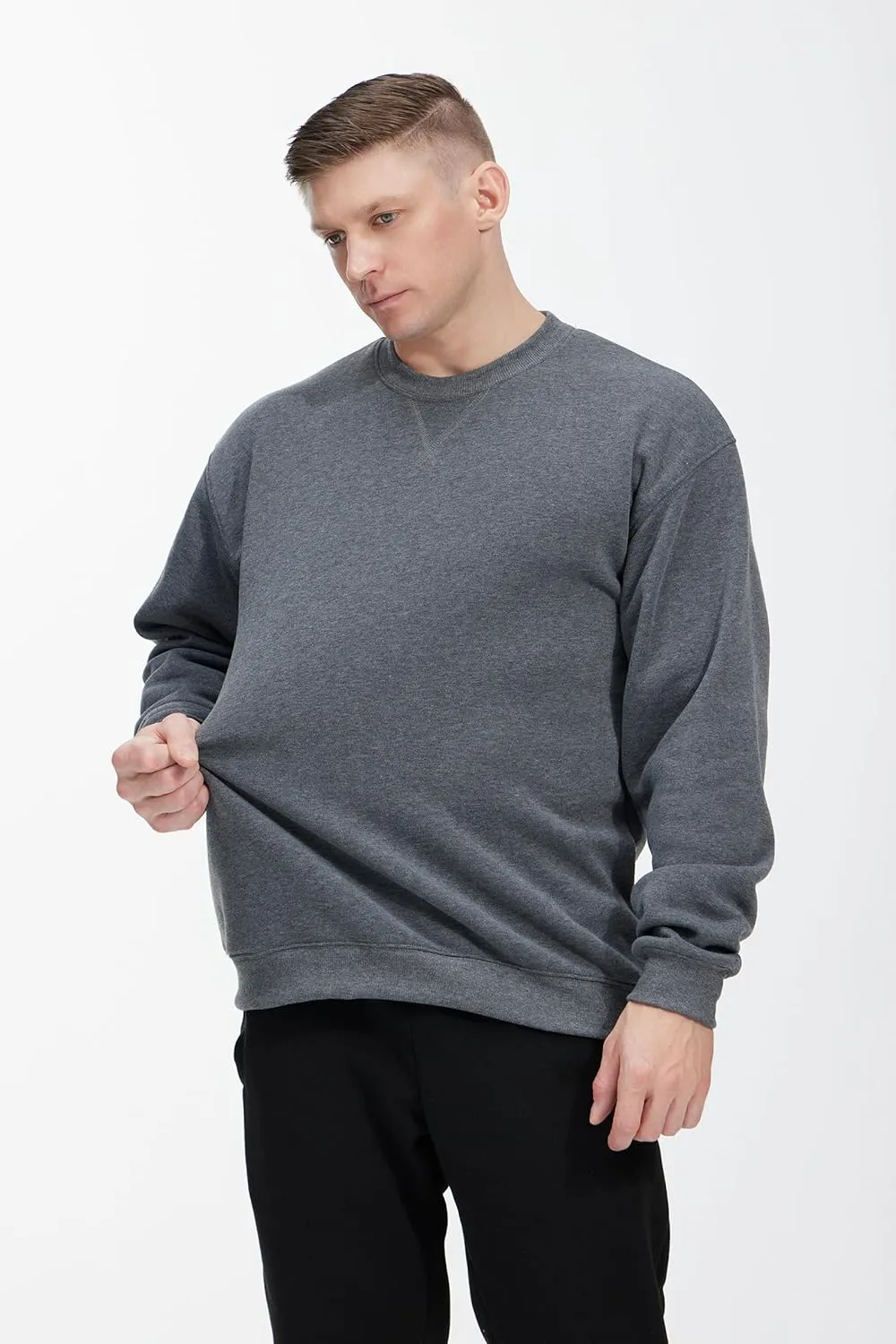 Men's Casual Crewneck Sweatshirt 3 Pack Fleece Long Sleeve Basic Pullover Sweatshirt for Men