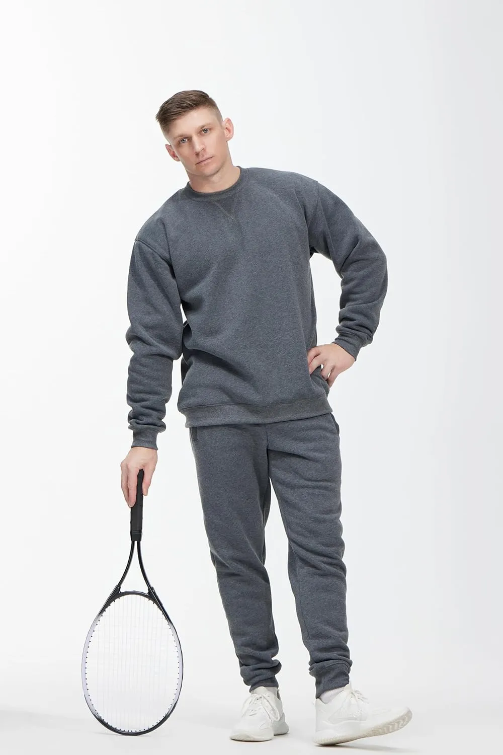 Men's Casual Crewneck Sweatshirt 3 Pack Fleece Long Sleeve Basic Pullover Sweatshirt for Men