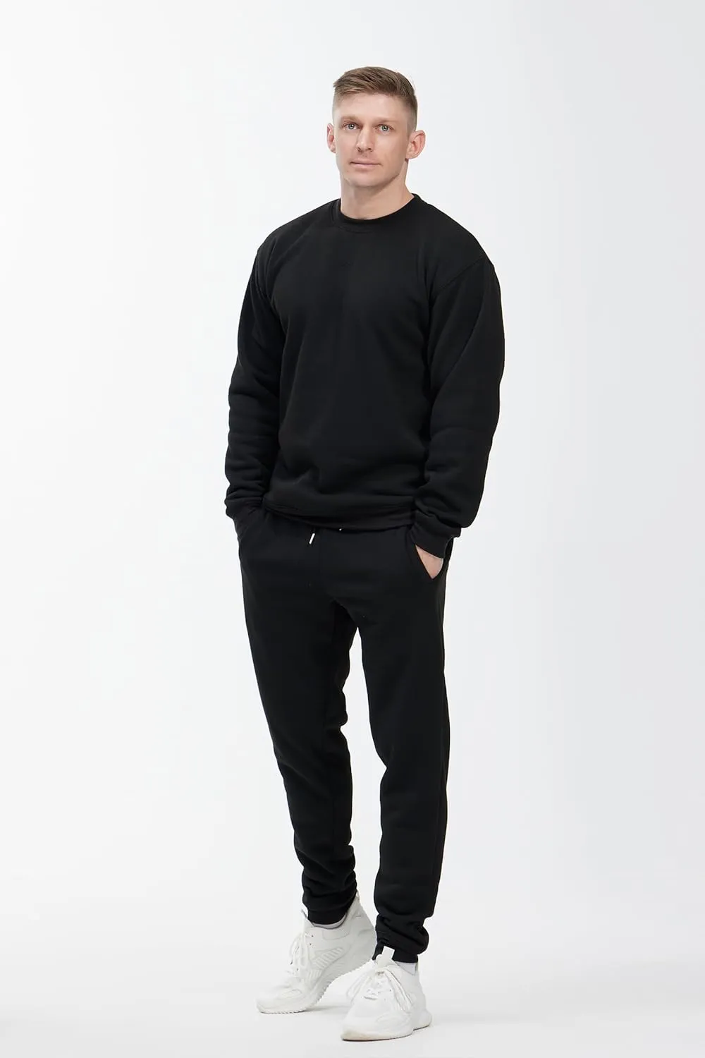 Men's Casual Crewneck Sweatshirt 3 Pack Fleece Long Sleeve Basic Pullover Sweatshirt for Men
