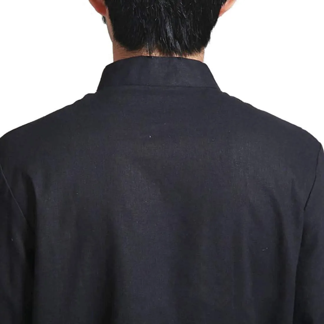 Men's Cotton Linen Kung Fu Suit Chinese Martial Arts Uniform Meditation Suit Roll-Up Sleeve Frog Button Shirt Pants Outfit