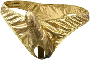 Men's Funny G-String Thong Open Front Faux Leather Low Rise Butt-Flaunting T Pants Triangle Lingerie Sexy Jock Strap