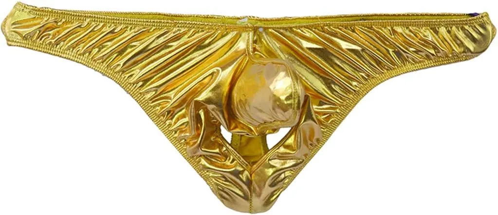 Men's Funny G-String Thong Open Front Faux Leather Low Rise Butt-Flaunting T Pants Triangle Lingerie Sexy Jock Strap