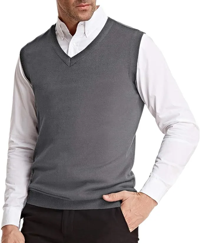 Men's Grey Soft V Neck Sweater Vest