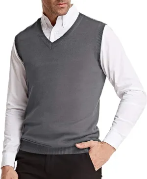 Men's Grey Soft V Neck Sweater Vest