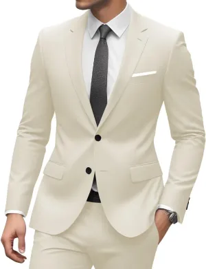 Mens Slim Fit 2 Piece Suit Formal Groomsmen Suit Wedding 2 Button Solid Jacket Pants Set Prom Suits for Man