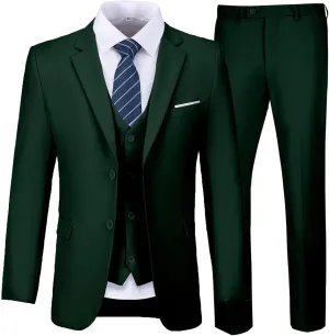 Mens Suits 3 Pieces Slim Fit Groomsmen Wedding Suit for Men Notched Lapel Formal Prom Tuxedos Jacket Pants Vest Set