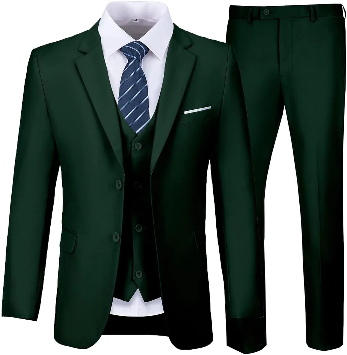 Mens Suits 3 Pieces Slim Fit Groomsmen Wedding Suit for Men Notched Lapel Formal Prom Tuxedos Jacket Pants Vest Set