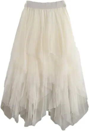 Midi Skirt Irregular Women Summer Long Cake Tulle Skirt
