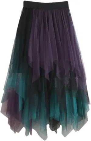Midi Skirt Irregular Women Summer Long Cake Tulle Skirt