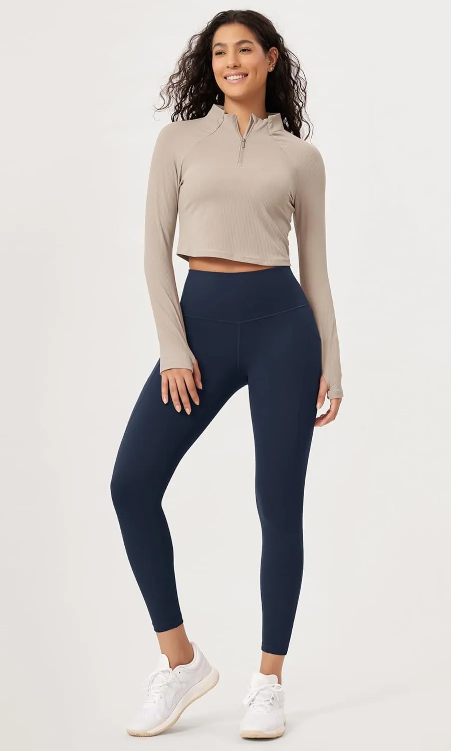 ODODOS 2-Pack 7/8 High Waist Workout Leggings with Pockets for Women, 25"/ 28" Tummy Control Athletic Yoga Pants