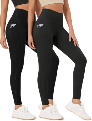 ODODOS 2-Pack 7/8 High Waist Workout Leggings with Pockets for Women, 25"/ 28" Tummy Control Athletic Yoga Pants