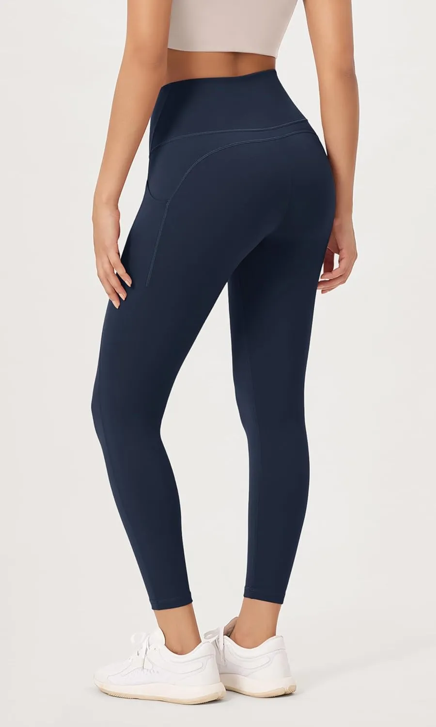 ODODOS 2-Pack 7/8 High Waist Workout Leggings with Pockets for Women, 25"/ 28" Tummy Control Athletic Yoga Pants