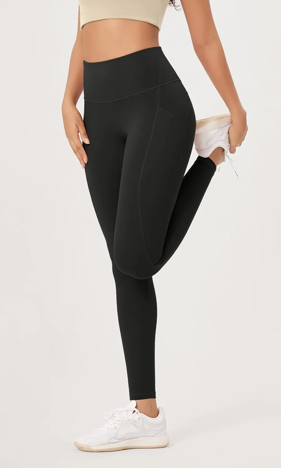 ODODOS 2-Pack 7/8 High Waist Workout Leggings with Pockets for Women, 25"/ 28" Tummy Control Athletic Yoga Pants
