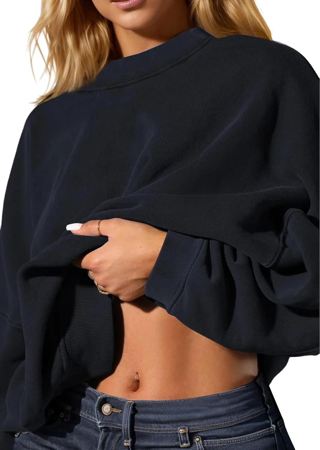 Oversized Sweatshirt Pullover For Women Crew Neck Drop Shoulder Loose Fit Sweater Y2K Shirt 2024 Clothes