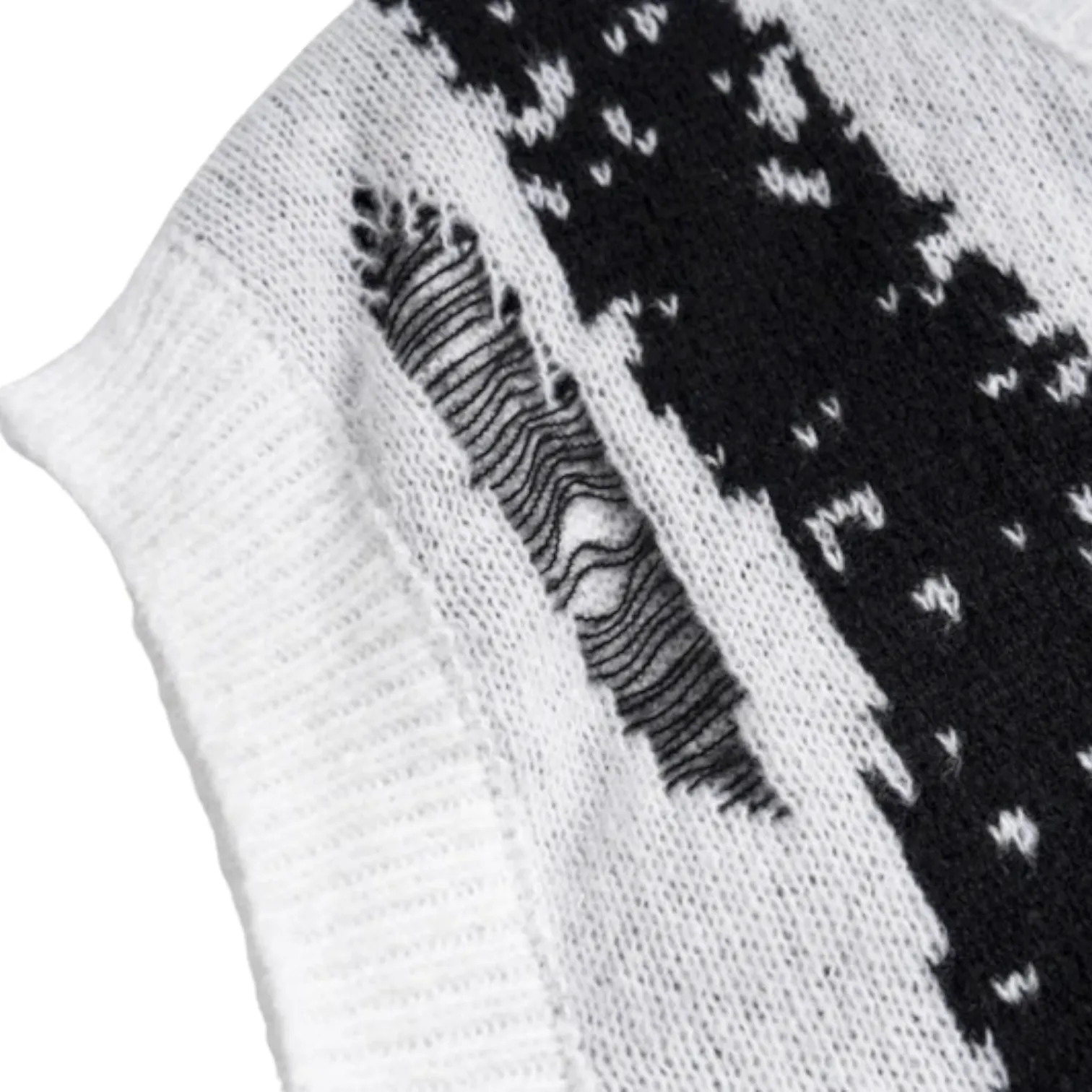 Oversized V neck spider web jacquard vest
