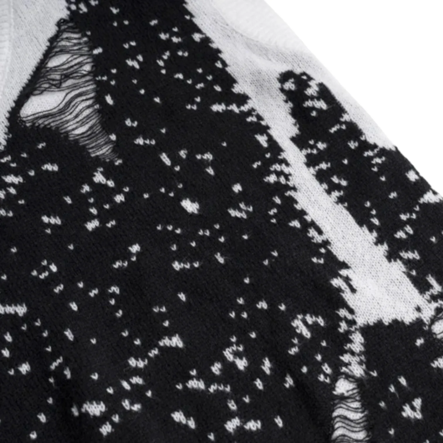 Oversized V neck spider web jacquard vest