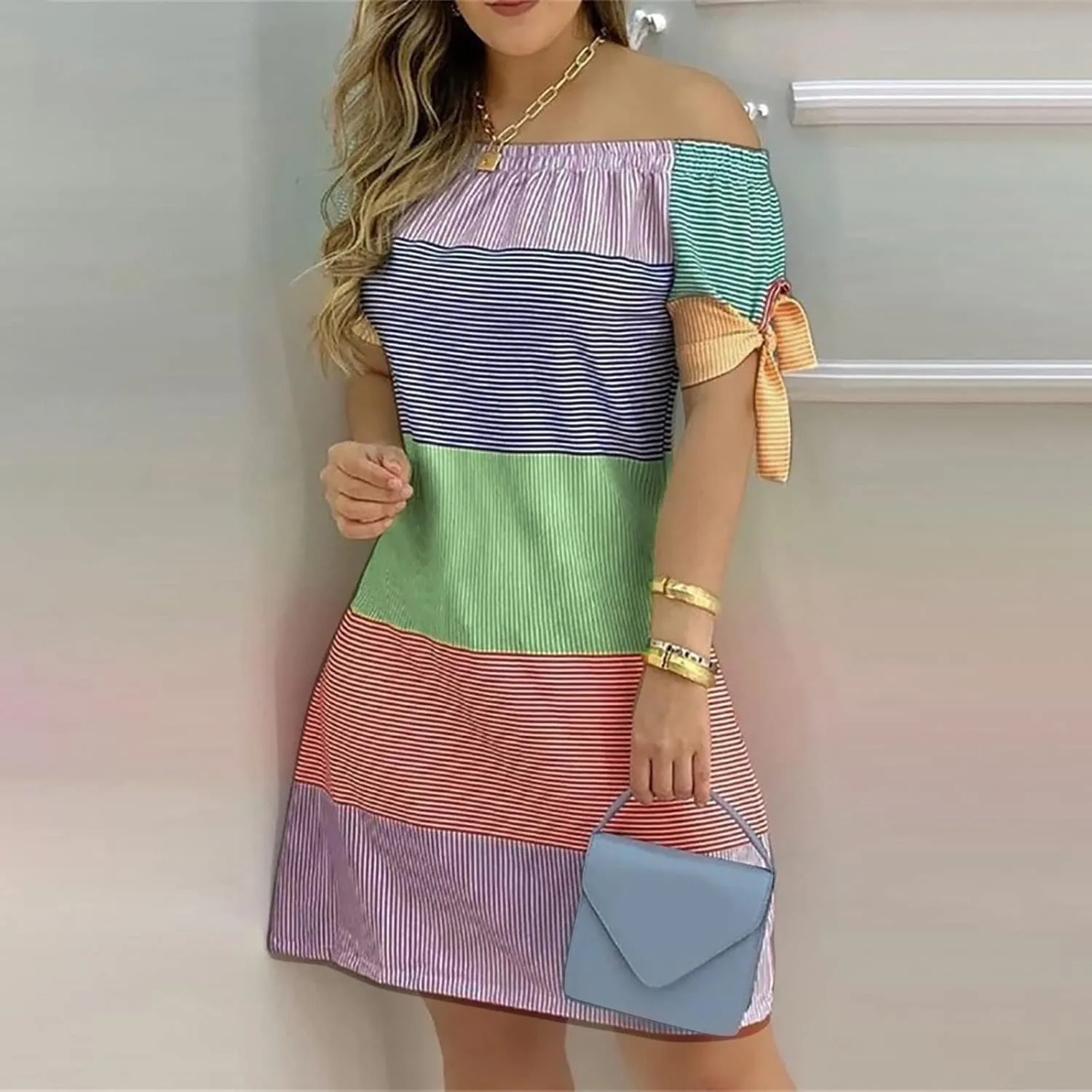 PETYCZEN Off The Shoulder Dresses for Women Cute Summer Short Sleeve Mini Floral Dress Sexy Casual Babydoll Beach Party Dress