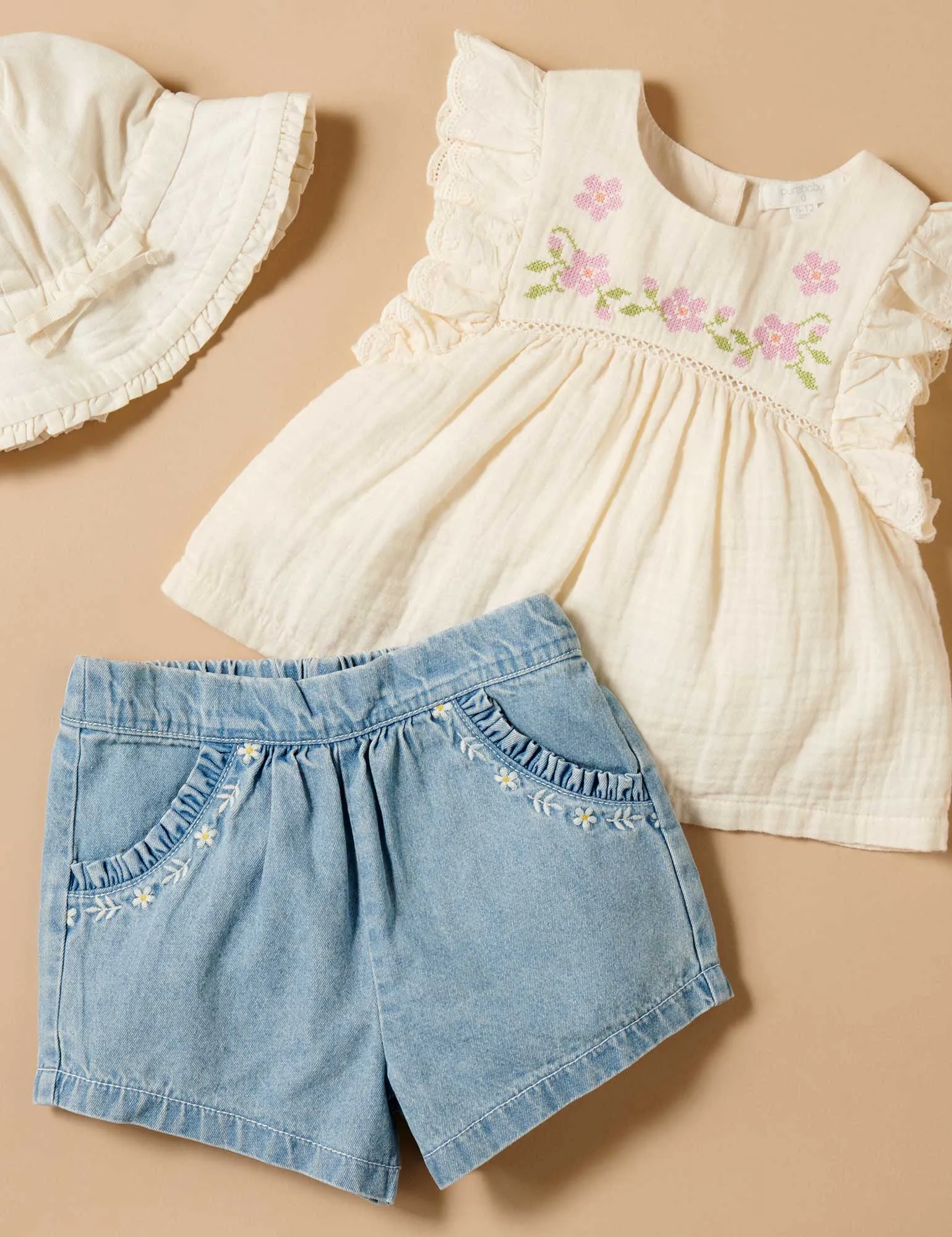 Purebaby Girls Ruffle Shorts