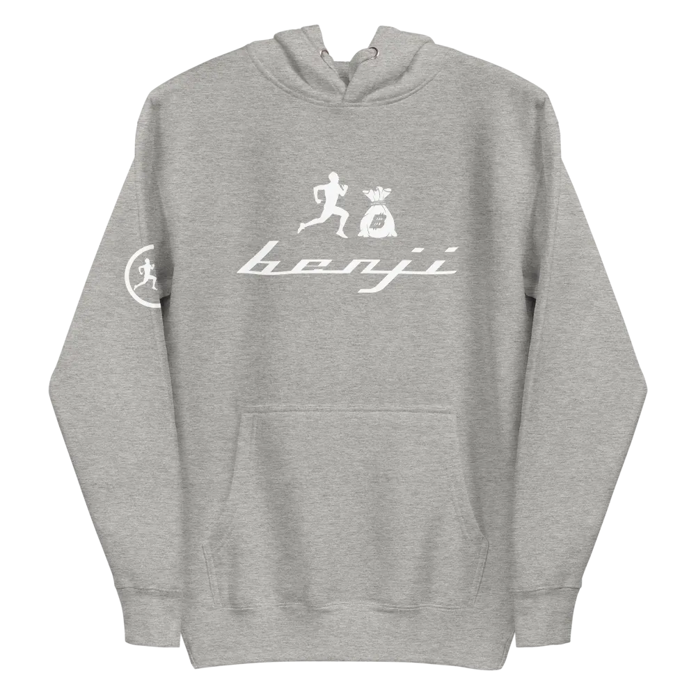 "Original Benji" Grey (White logo) W/ Side logo hoodie