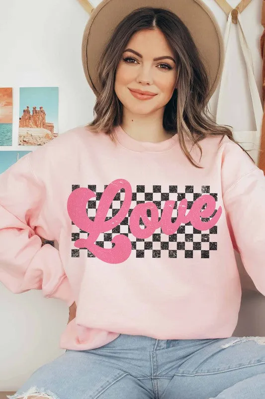 RETRO LOVE CHECKER GRAPHIC SWEATSHIRT