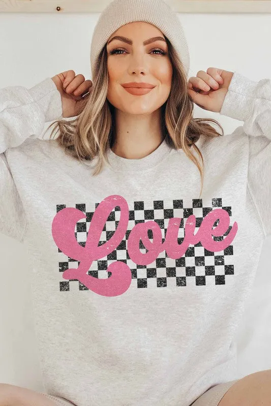 RETRO LOVE CHECKER GRAPHIC SWEATSHIRT