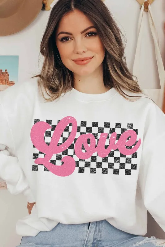 RETRO LOVE CHECKER GRAPHIC SWEATSHIRT