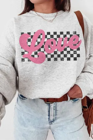 RETRO LOVE CHECKER GRAPHIC SWEATSHIRT
