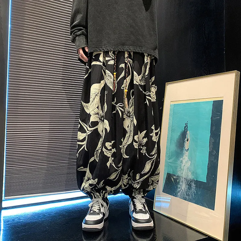 Retro Printed Wide-leg Bloomers