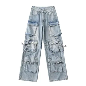Retro Washed Cargo Jeans