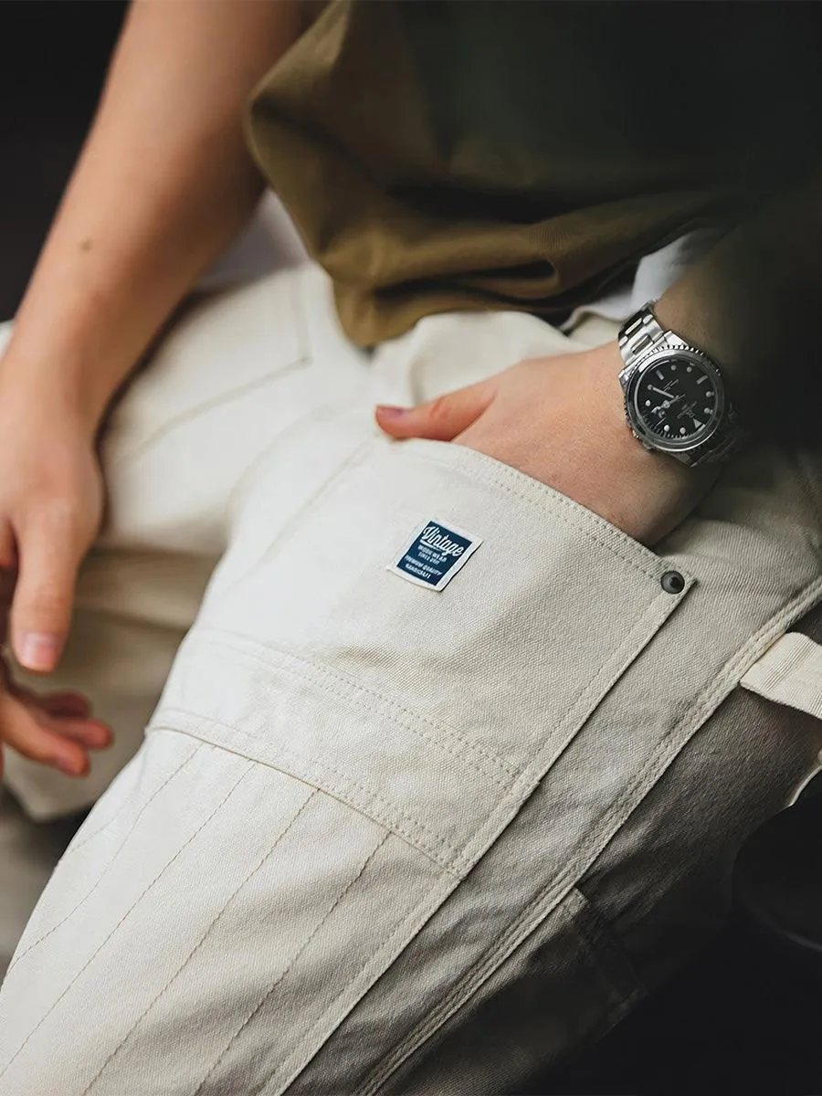 Retro White Lumberjack Pants